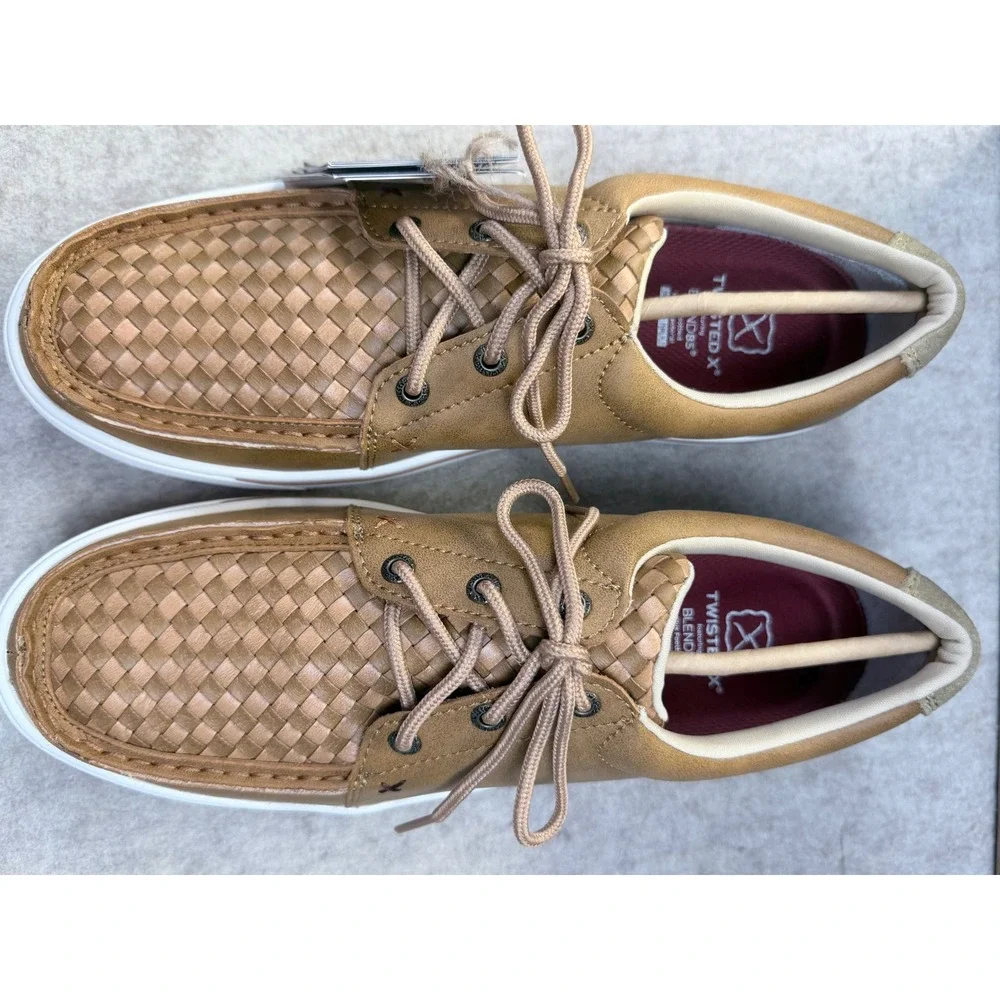 Twisted X Shoes Mens 10.5 Brown Woven Leather Casual Kicks Loafer New